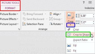 Crop to Shape option within the Crop drop-down gallery