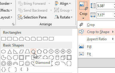 Shape chosen for the selected picture