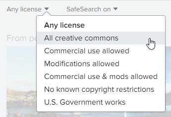 License drop-down list