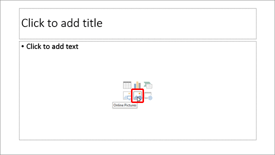 Online Pictures button within Content placeholder