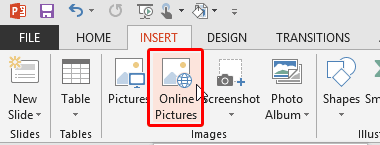 Online Pictures button within the Insert tab