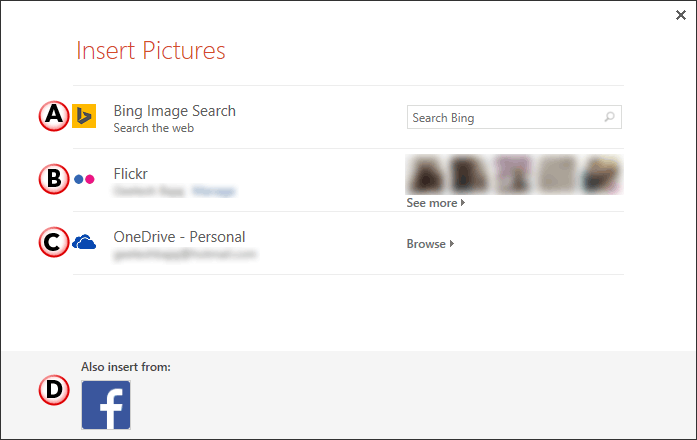 Insert Pictures dialog box Insert Pictures dialog box