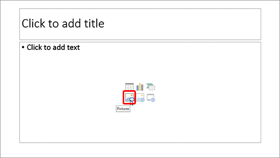 Pictures button within Content placeholder