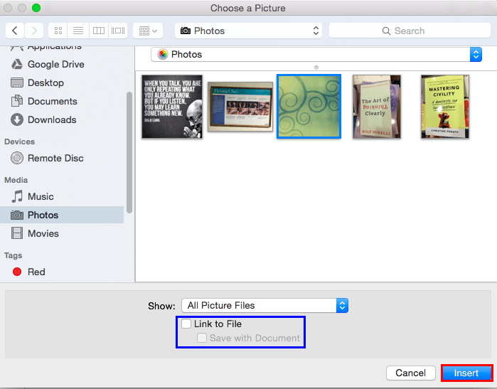 Insert or Link Pictures in PowerPoint 2016 for Mac