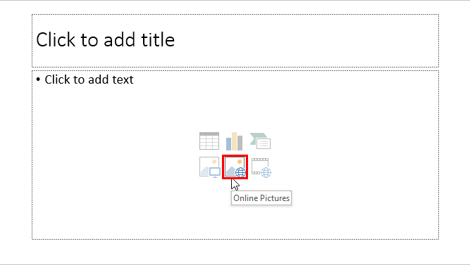 Online Pictures button within Content placeholder