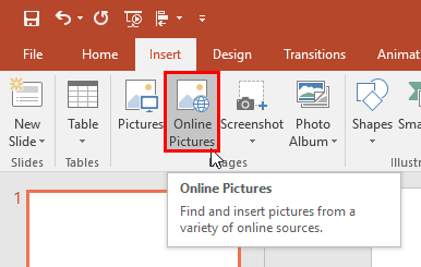 Online Pictures button within the Insert tab Online Pictures button within the Insert tab