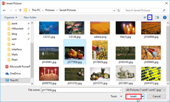 Insert Picture dialog box Insert Picture dialog box