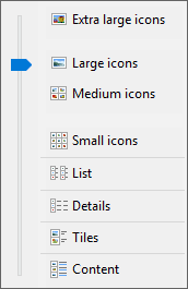 View menu options within Insert Picture dialog box View menu options within Insert Picture dialog box