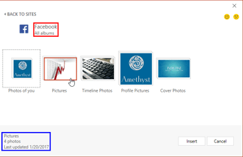 Insert Pictures from Facebook in PowerPoint 2016 for Windows