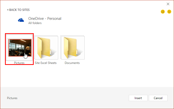 Insert Pictures From OneDrive In PowerPoint 2016 For Windows