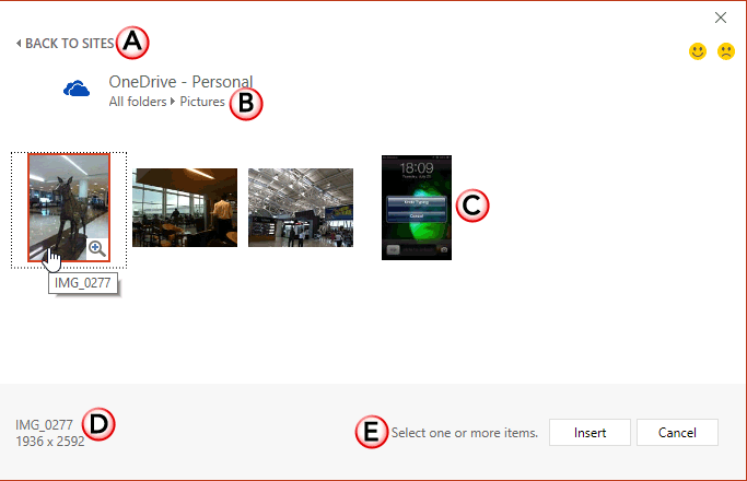 Pictures within OneDrive account Pictures within OneDrive account