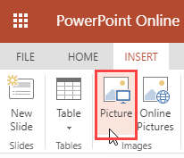 Picture button within the Insert tab Picture button within the Insert tab