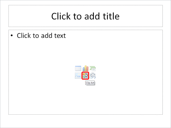 Clip Art button within Content placeholder