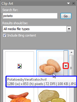 Picture chosen within the Clip Art Task Pane Picture chosen within the Clip Art Task Pane