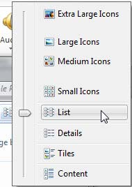 View menu options within Insert Picture dialog box