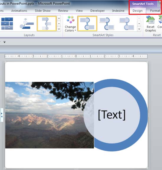 SmartArt Tools tab on the Ribbon SmartArt Tools tab on the Ribbon