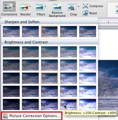 Brightness and Contrast values displayed in the tool tip