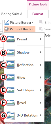 Picture Effects drop-down gallery