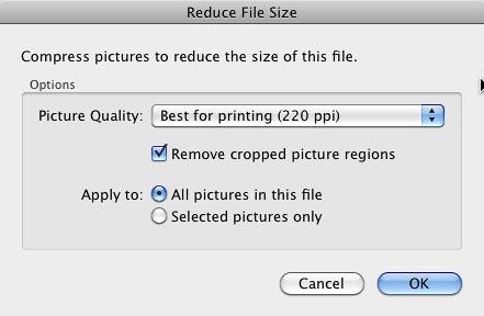 Reduce File Size dialog box