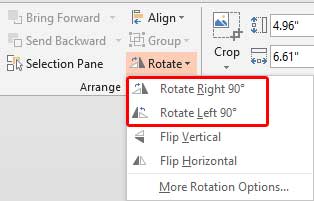 Rotate options within the Rotate drop-down gallery