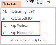 Flip options within the Rotate drop-down gallery