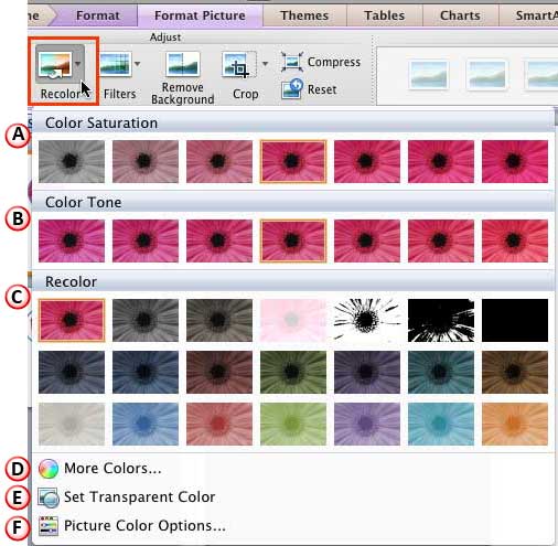 Recolor drop-down gallery Recolor drop-down gallery