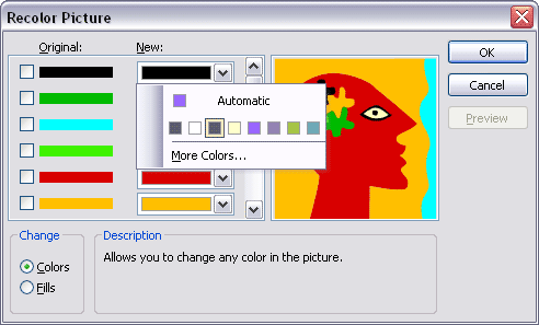 Color menu Color menu
