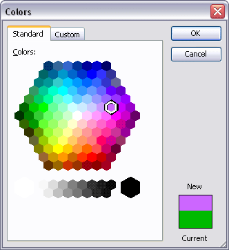 Standard tab within Colors window Standard tab within Colors window