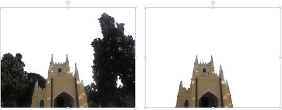 Two variations of the same picture showing the different areas removed