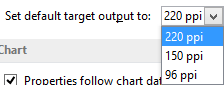 Default target output drop-down list