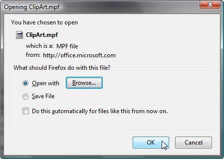 Opening the downloaded clip art Opening the downloaded clip art