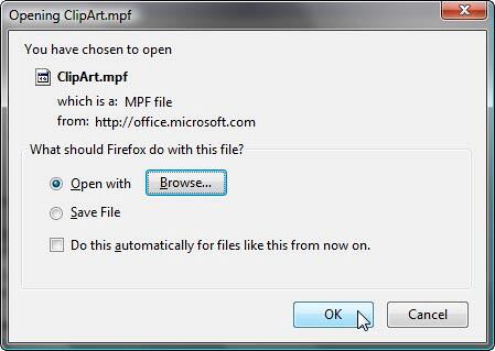 Opening the downloaded clip art