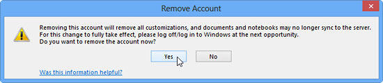 Remove Account window