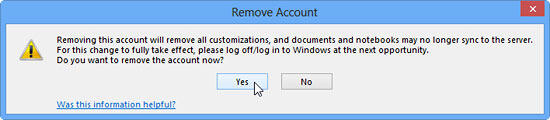 Remove Account window Remove Account window