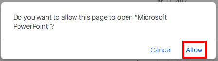 Do you want to allow this page to open "Microsoft PowerPoint"?