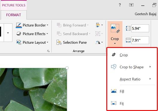 Crop drop-down gallery