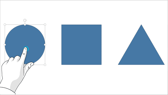 One shape out of three shapes is selected One shape out of three shapes is selected