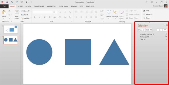 Selection Pane within PowerPoint interface Selection Pane within PowerPoint interface