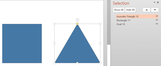 Shape selected using Selection Pane Shape selected using Selection Pane