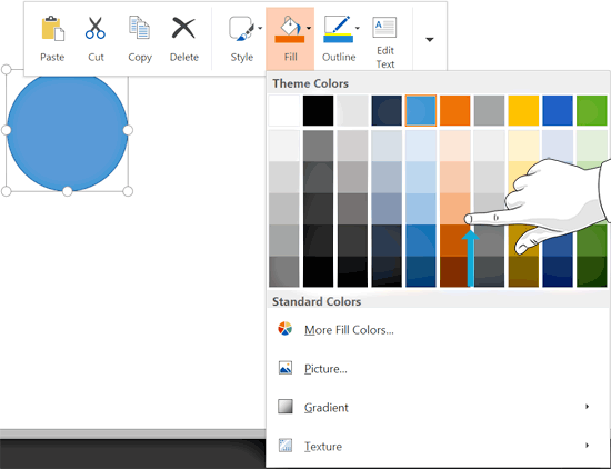 Fill drop-down gallery Fill drop-down gallery