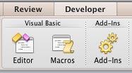 Options within the Developer tab in PowerPoint 2011