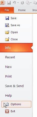 Options within File menu Options within File menu