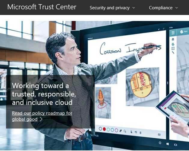 Microsoft Trust Center site