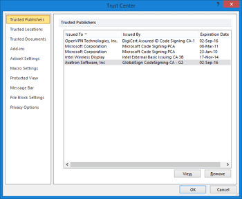 Trust Center Settings in PowerPoint 2010 for Windows