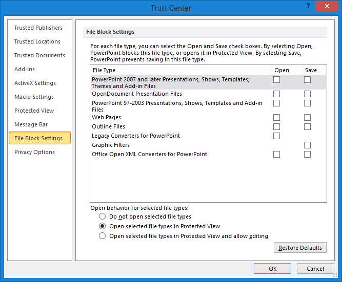 File Block Settings