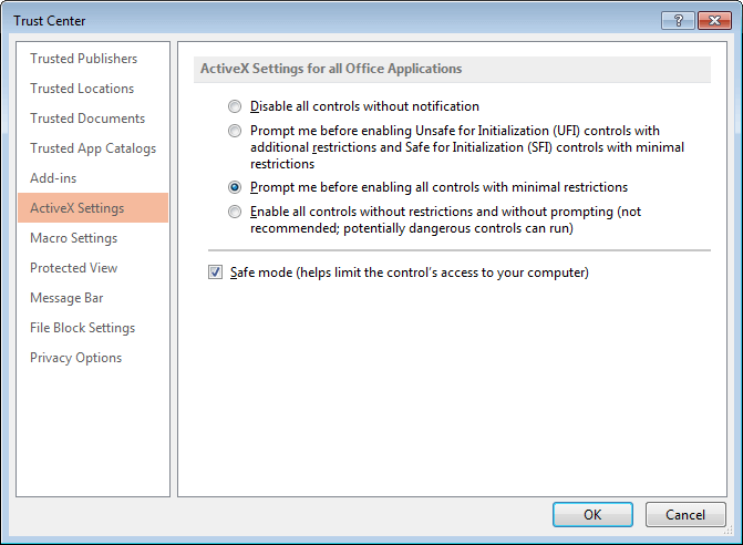 ActiveX Settings