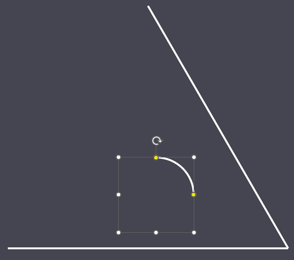 Add an arc shape to the two lines