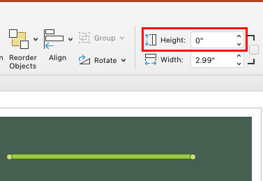 Change the height value to zero in PowerPoint 365 for Mac