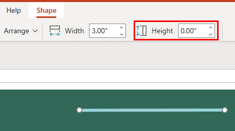 Zero Height value turns the diagonal line into a horizontal line in PowerPoint for the Web