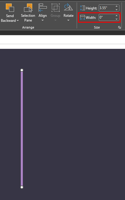 Zero Width value turns the diagonal line into a vertical line